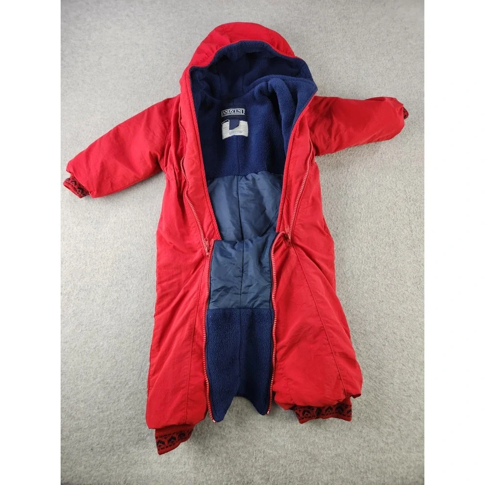 LAND'S END Insulated Fleece lined Snowsuit Hood Jacket Sz 2T Baby Toddler Zip Up